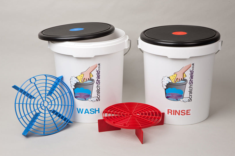 Wash & Rinse Buckets with Seat Lids and Filters - Scratchshield